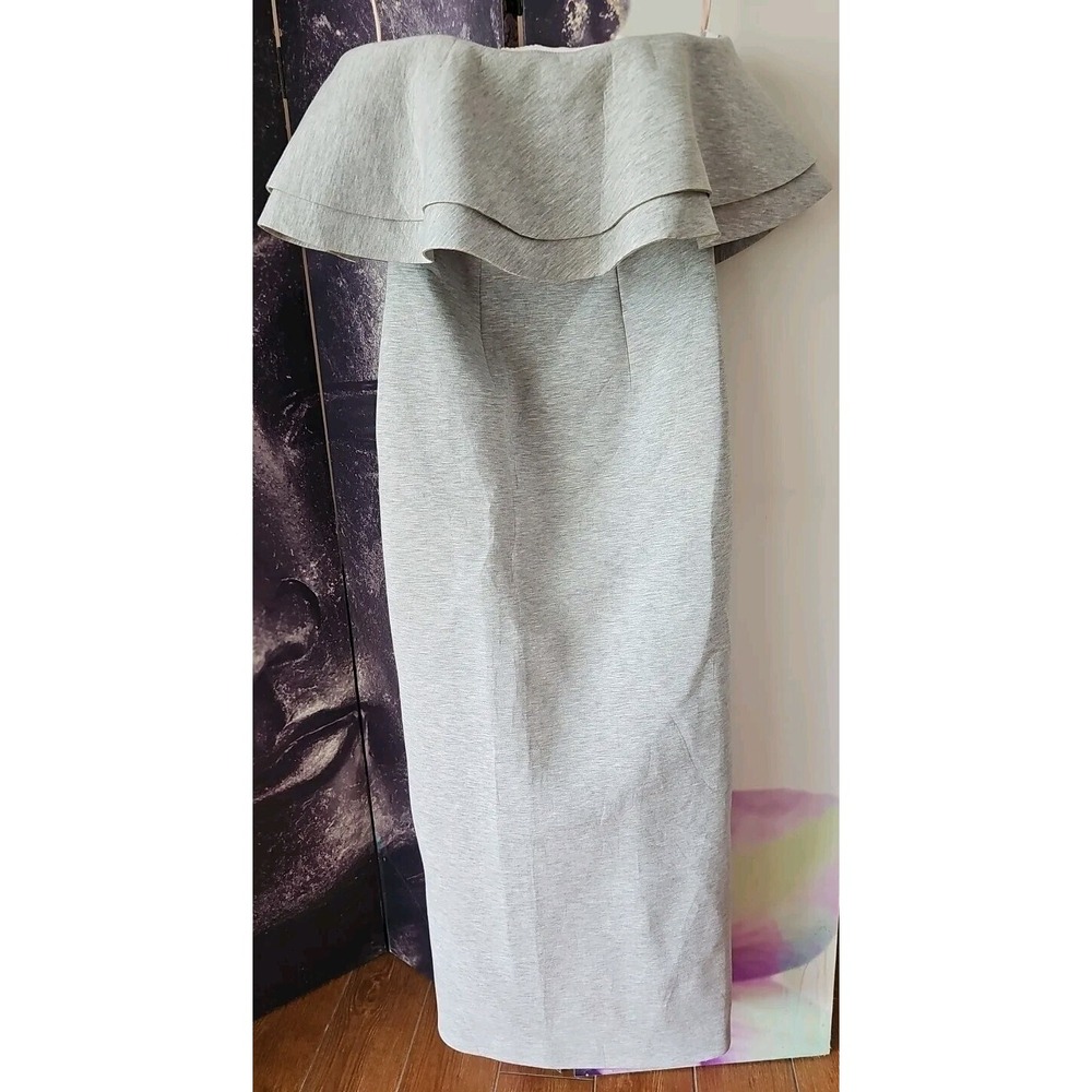 Fame & Partners Strapless Ruffle Knit Dress Gray Size 8 US Off the Shoulder TP01